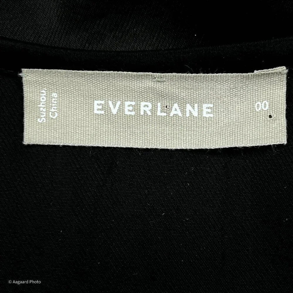 Everlane The Party Slip Midi Black Satin Luxe Minimalist Bias Cut Sz 00 NWOT‎